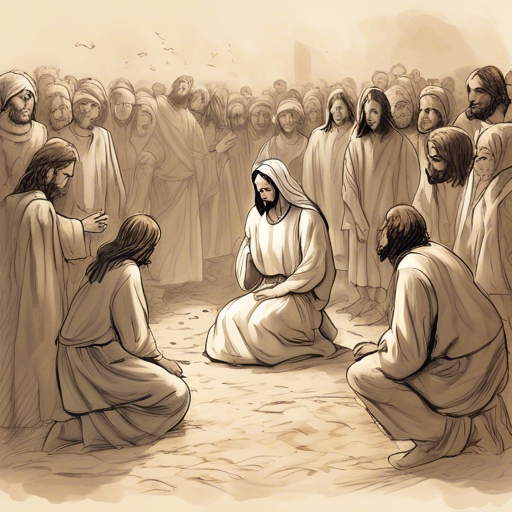 As the story unfolds, Jesus responds with wisdom and compassion, challenging the accusers to examine