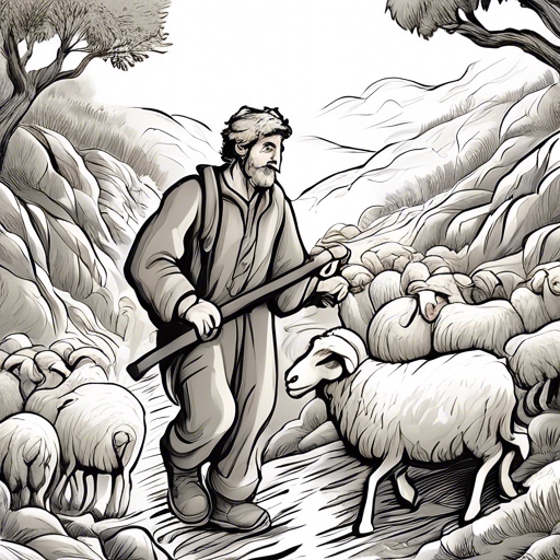 The Shepherd Searches
The shepherd searched high and low, calling out for the lost sheep. He