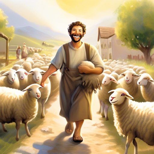The Shepherd Rejoices
The shepherd picked up the lost sheep and carried it back to the